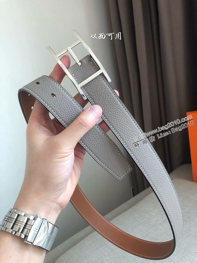 HERMES高端男士皮帶 愛馬仕QUENTIN REVERSIBLE BELT金屬扣雙面用皮帶  jjp1111